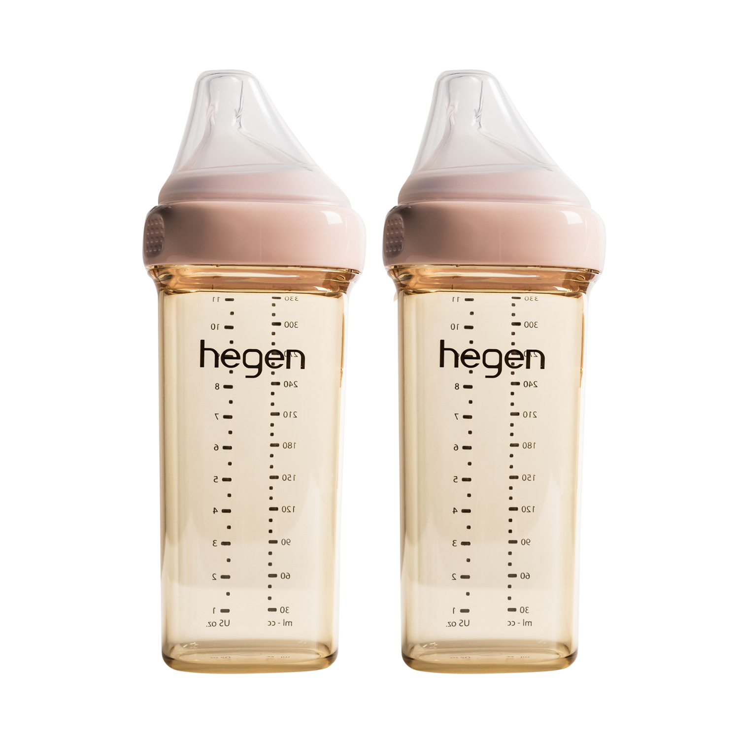 Hegen PCTO™ 330ml/11oz Feeding Bottle PPSU PINK, 2-Pack with 2 x Fast Flow Nipple (6 months and beyond)