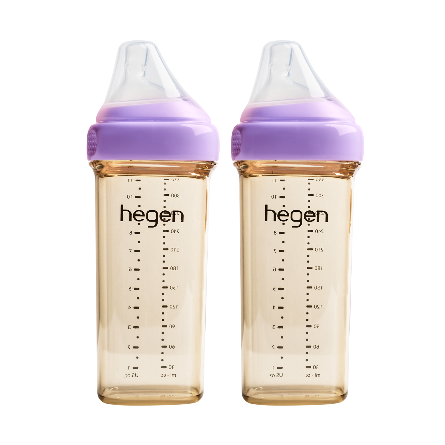 Hegen PCTO™ 330ml/11oz Feeding Bottle PPSU PURPLE, 2-Pack with 2 x Fast Flow Nipple (6 months and beyond)