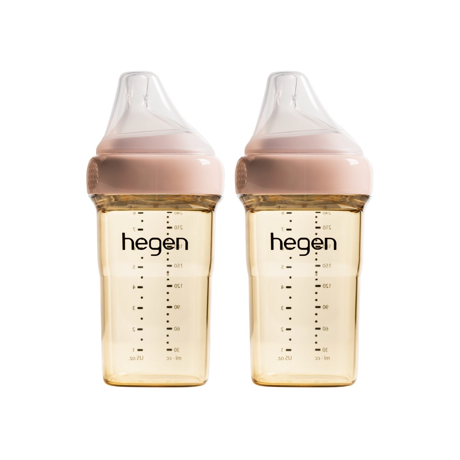 Hegen PCTO™ 240ml/8oz Feeding Bottle PPSU PINK, 2-Pack with 2 x Medium Flow Nipple (3 to 6 months)