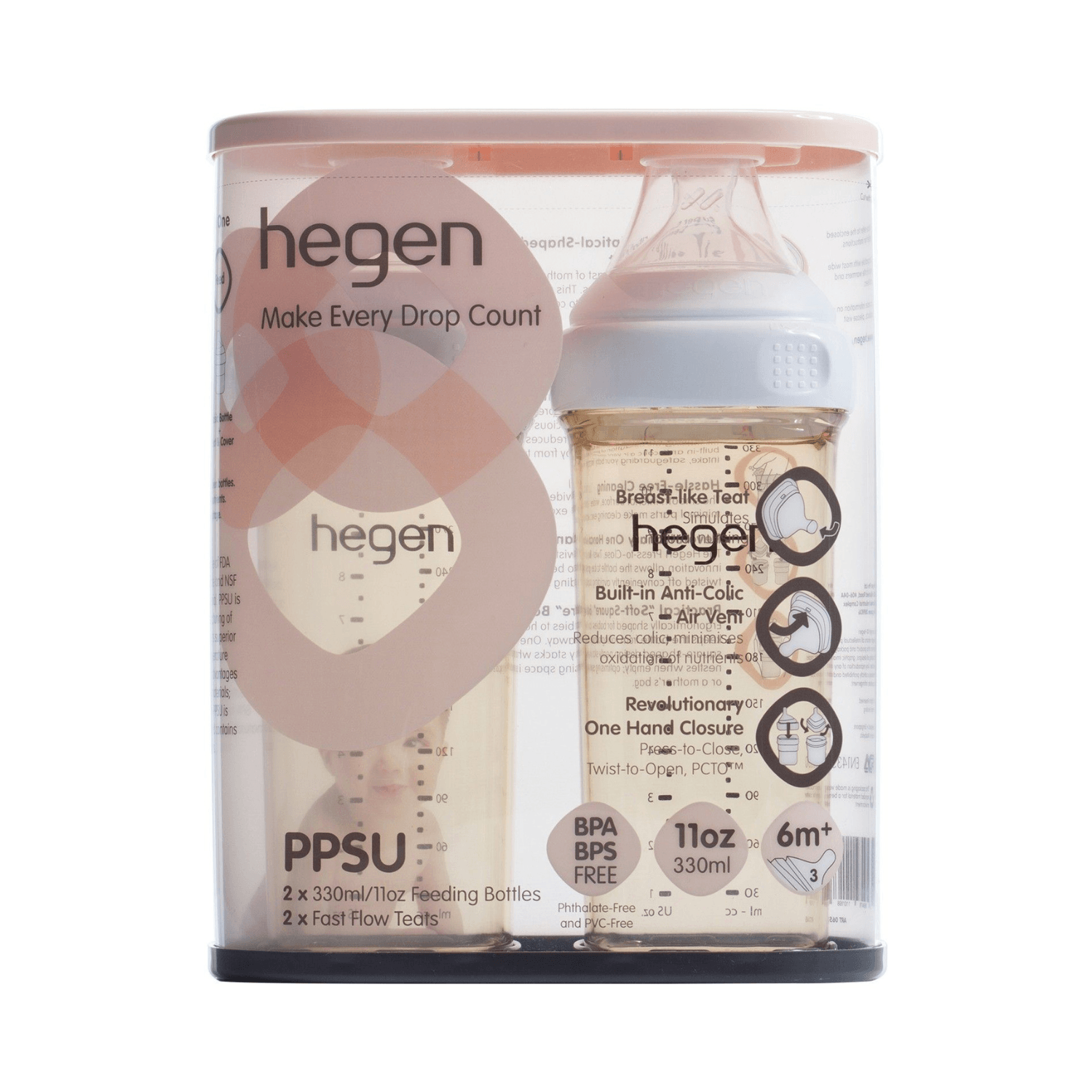 Hegen PCTO™ 150ml/5oz Feeding Bottle PPSU with Slow Flow Nipple (1 to