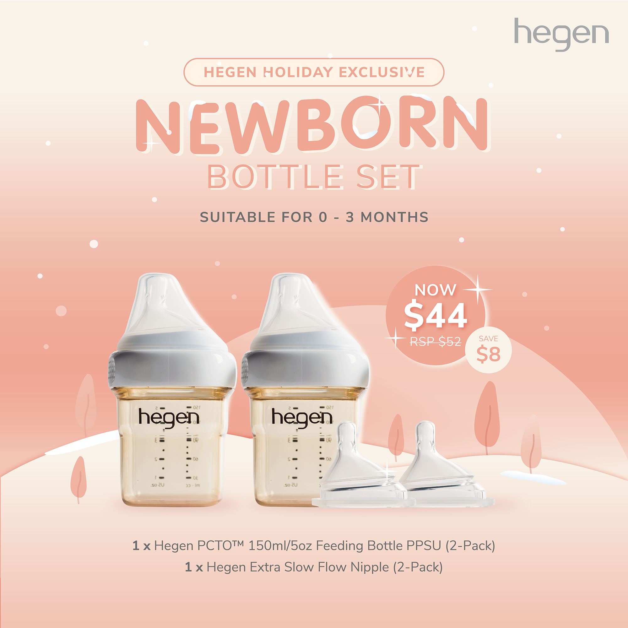 Hegen Newborn Bottle Set (suitable for 0 to 3 months)